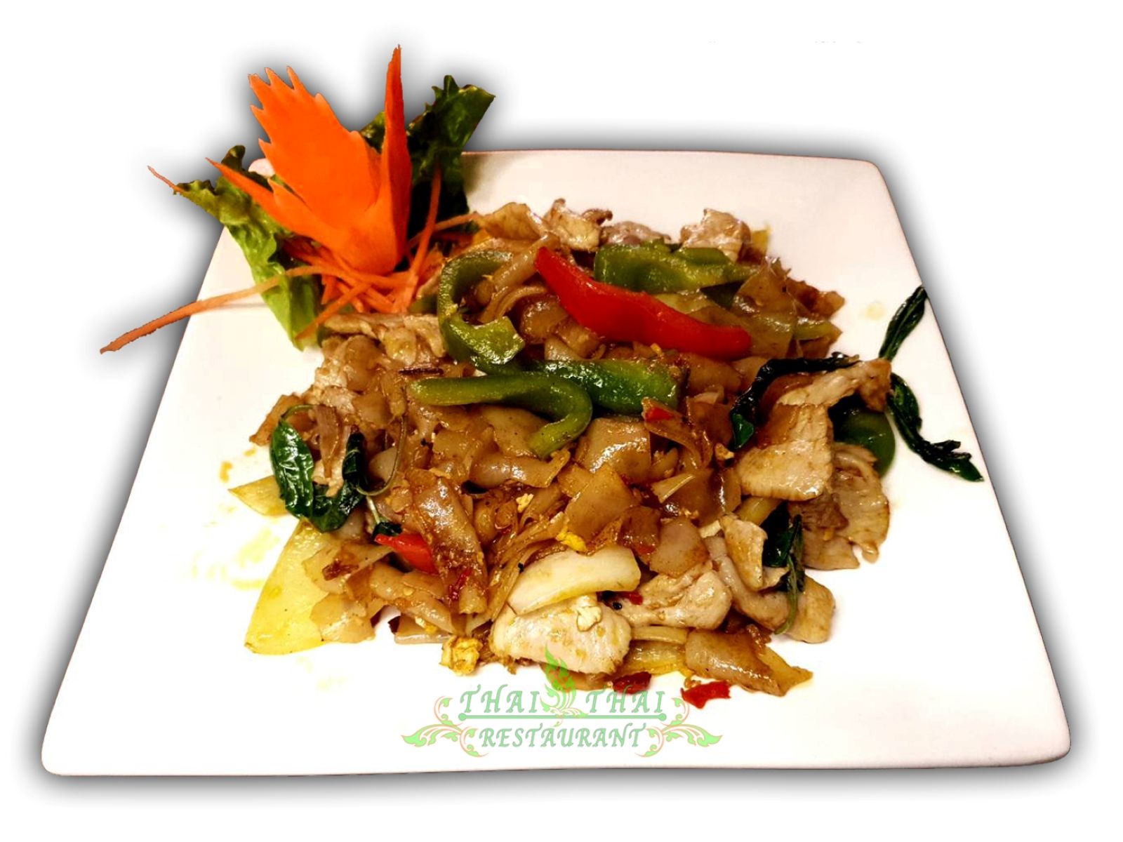 Order N2. Kee Moa Spicey Noodle food online from Thai Thai Restaurant store, Fallbrook on bringmethat.com