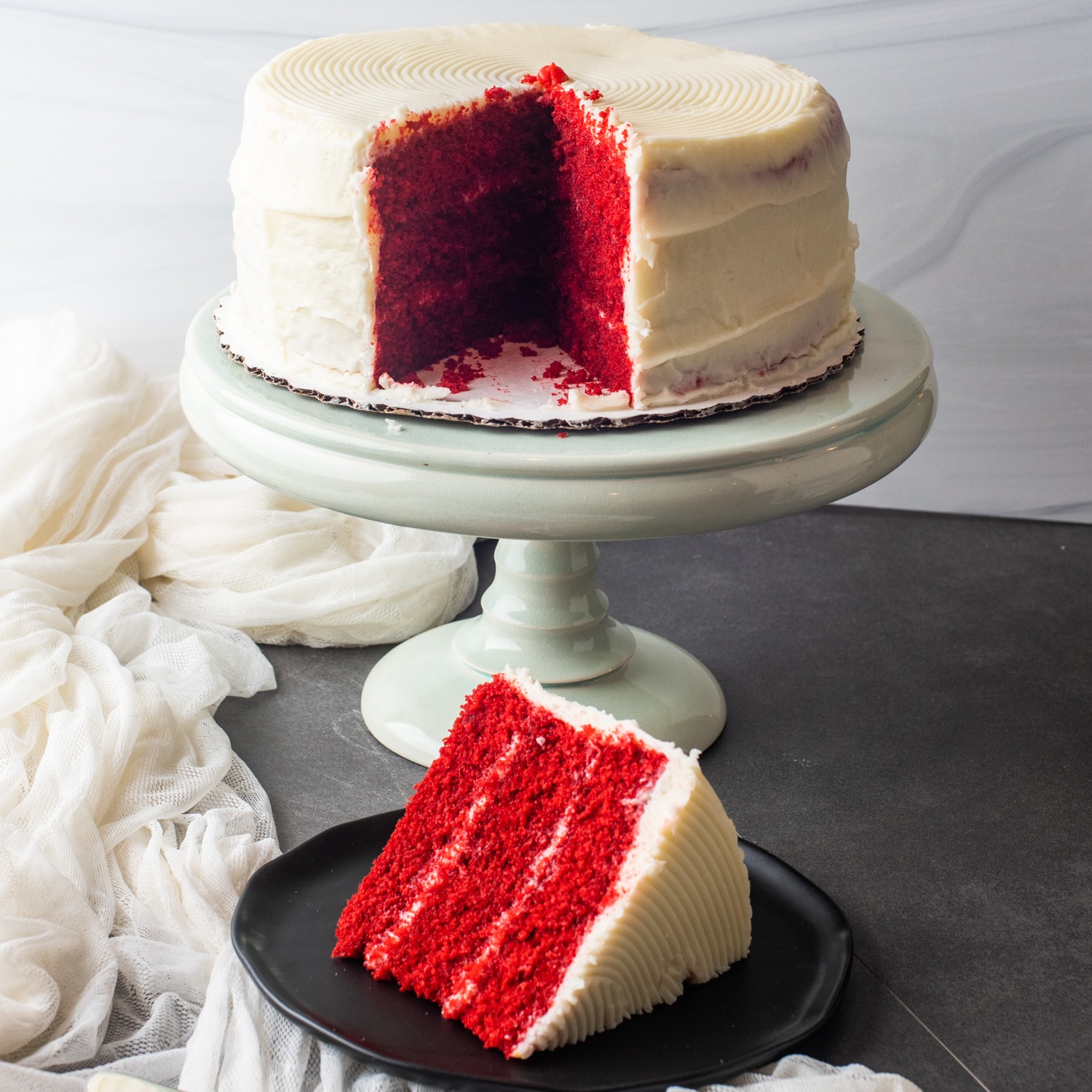 Order Whole Cake: Red Velvet food online from Piece Of Cake Inc. store, Atlanta on bringmethat.com