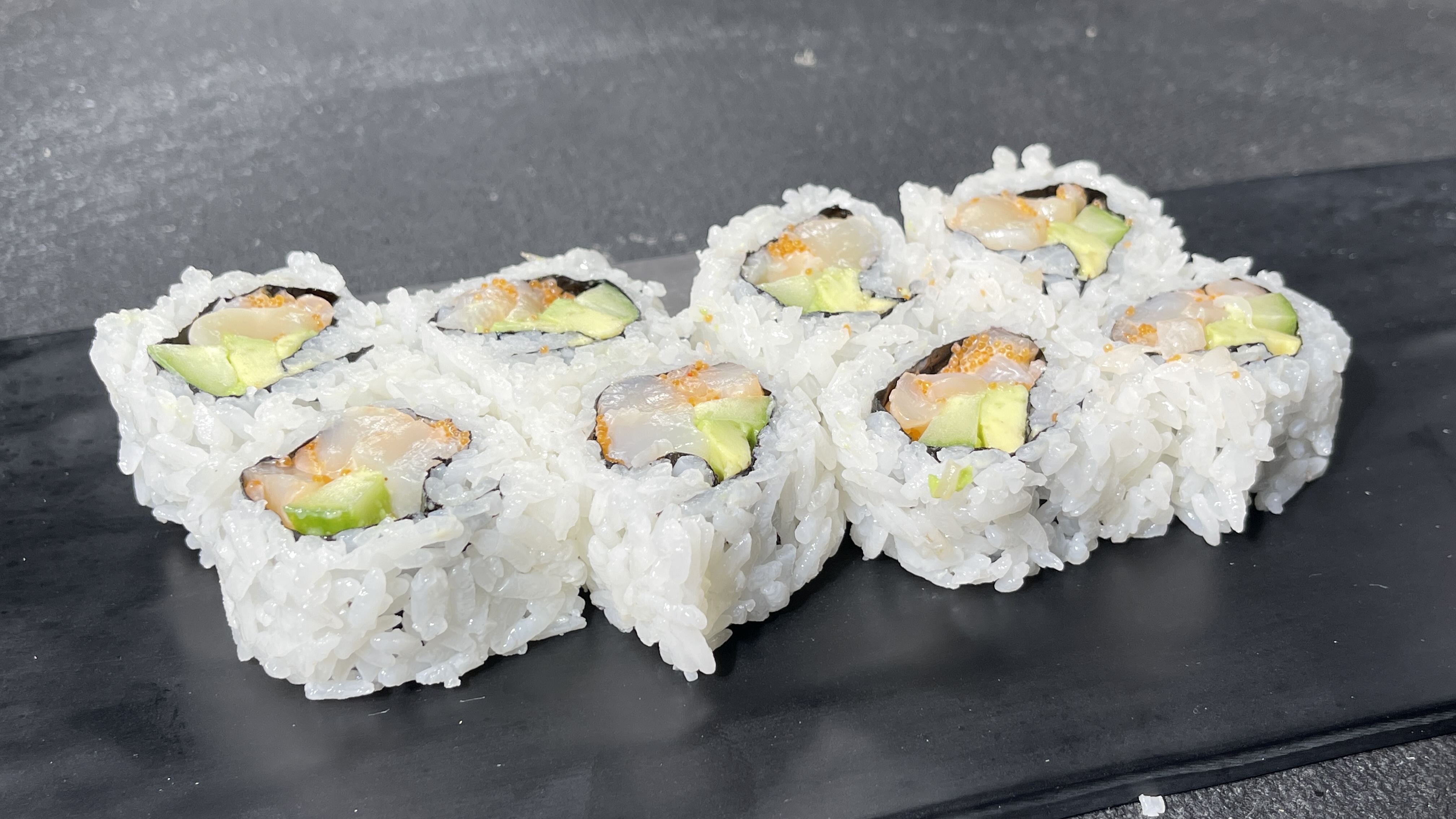 Order 49. Scallop Cut Roll food online from Miyoda Sushi store, Redondo Beach on bringmethat.com