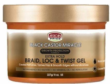 Order African Pride Black Castor Miracle Extra Hold Braid, Loc & Twist Gel food online from Temple Beauty Supply store, South Gate on bringmethat.com