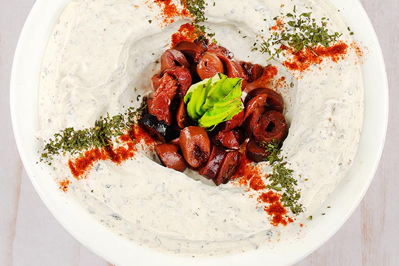 Order Labneh w/olives (Small) food online from Tarme Mediterranean Grill store, Glendale on bringmethat.com