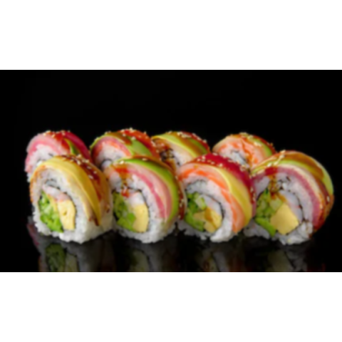 Order #3. N.E Rainbow Roll food online from Oma'oma'o Poke & Sushi store, Omaha on bringmethat.com