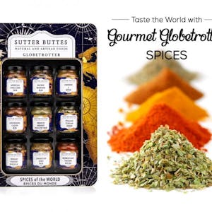 Order Sutter Buttes Globetrotter Spices of the World Gift Tin's food online from Dianna Bakery & Cafe Deli Specialty Market store, Benicia on bringmethat.com