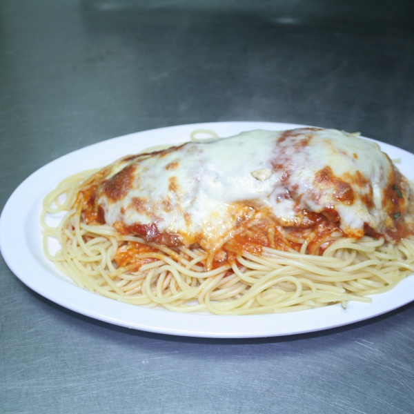 Order Eggplant Parmesan Dinner with Pasta food online from Fernanda's NY Pizza store, Studio City on bringmethat.com