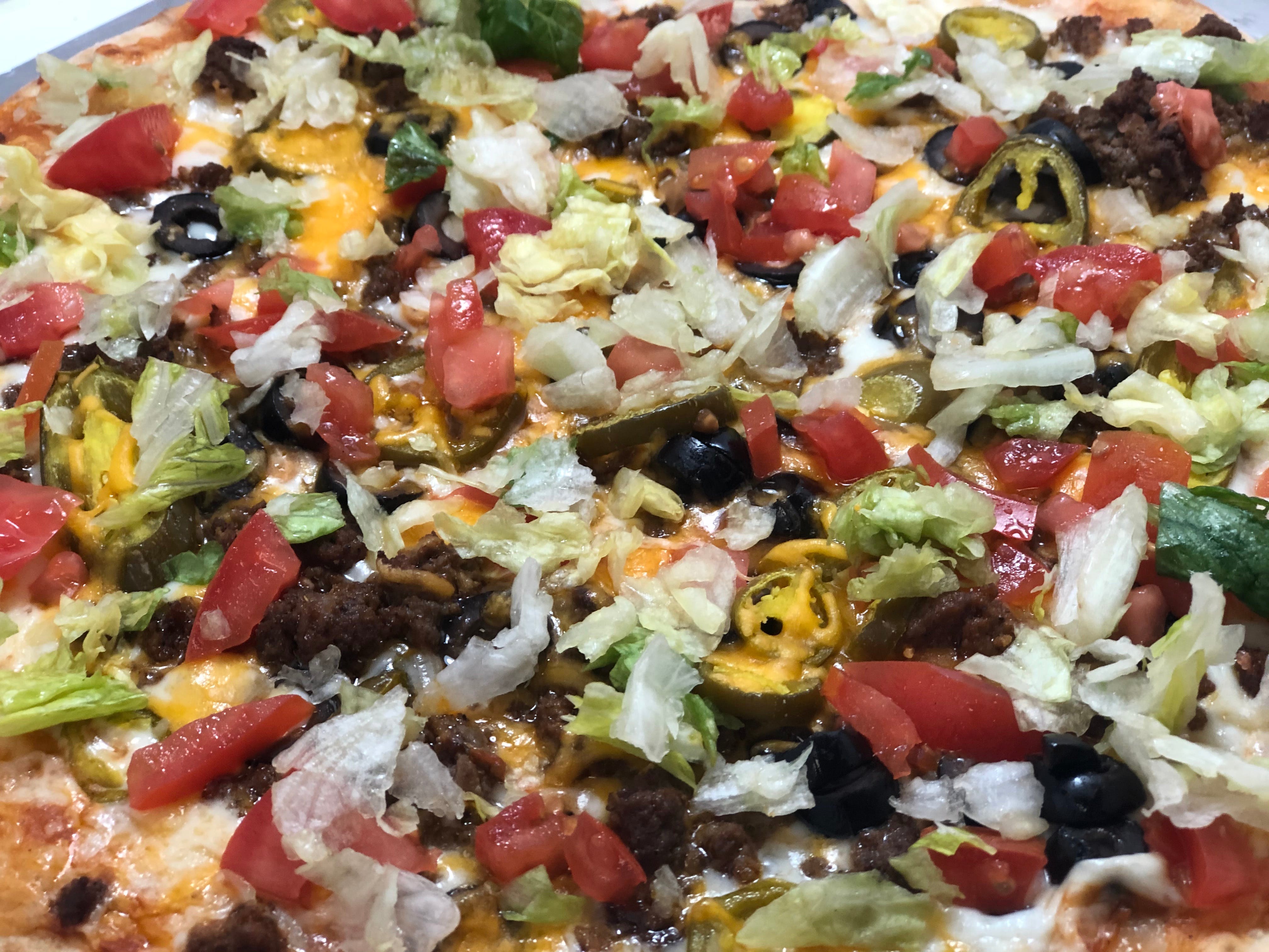 Order Taco Pizza - 12'' food online from Lombardo Pizza store, Wyoming on bringmethat.com