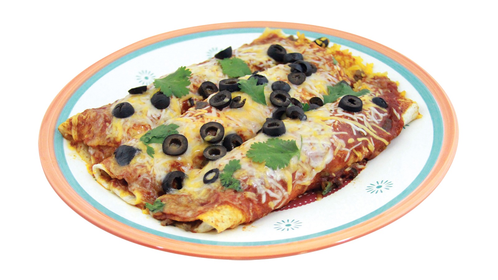 Order Tri Tip Enchiladas, 3 ct. food online from Lucky California store, Millbrae on bringmethat.com