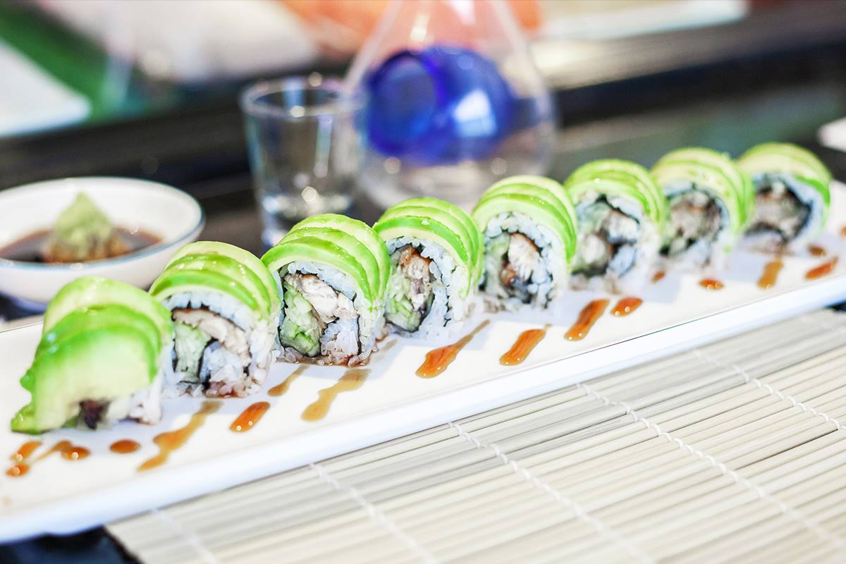 Order R4. Caterpillar Roll food online from Nomura Sushi store, Los Angeles on bringmethat.com
