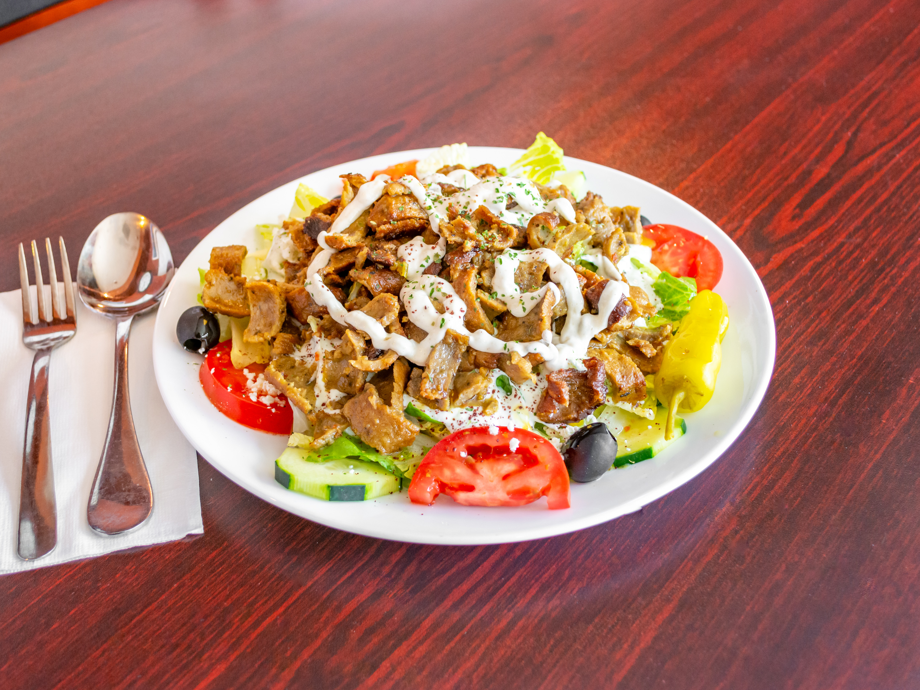 Order Beef and Lamb Gyro Salad food online from Mediterranean Grill store, Bellevue on bringmethat.com