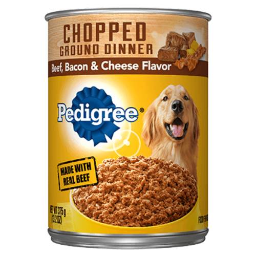 Order Pedigree Chopped Ground Dinner Beef, Bacon & Cheese Flavor - 13.2 oz Can/Single food online from Bottle Shop & Spirits store, Los Alamitos on bringmethat.com