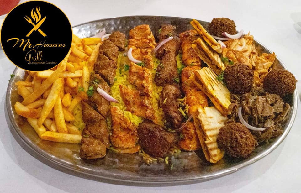 Order Combo Platter (serves 2-3) food online from Mr Hummus Grill store, Columbus on bringmethat.com