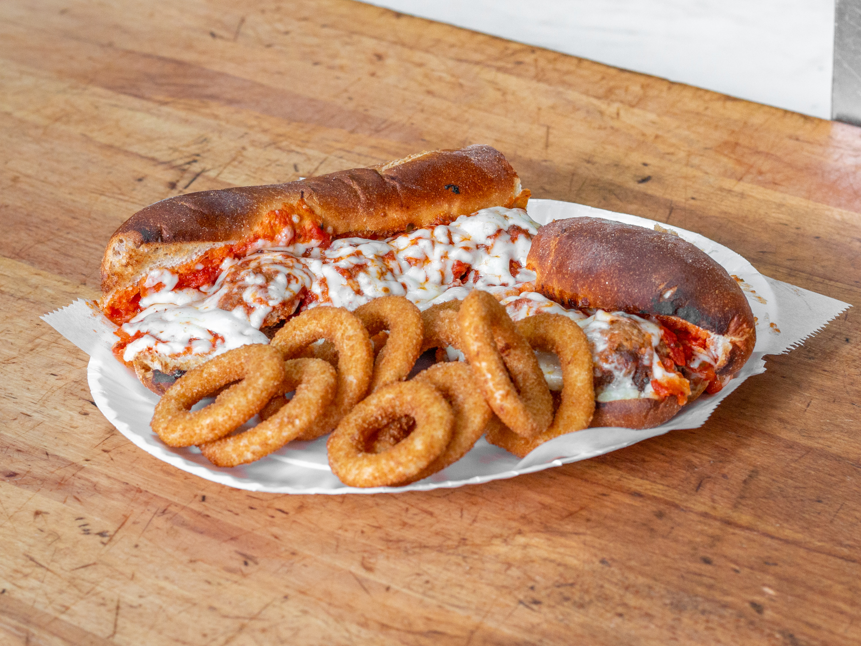 Order Meatball Parm Sub food online from Sicilian Pizzeria store, Schenectady on bringmethat.com