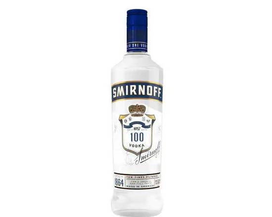 Order Smirnoff 100, 750mL vodka (50.0% ABV) food online from Tenderloin Liquor store, San Francisco on bringmethat.com