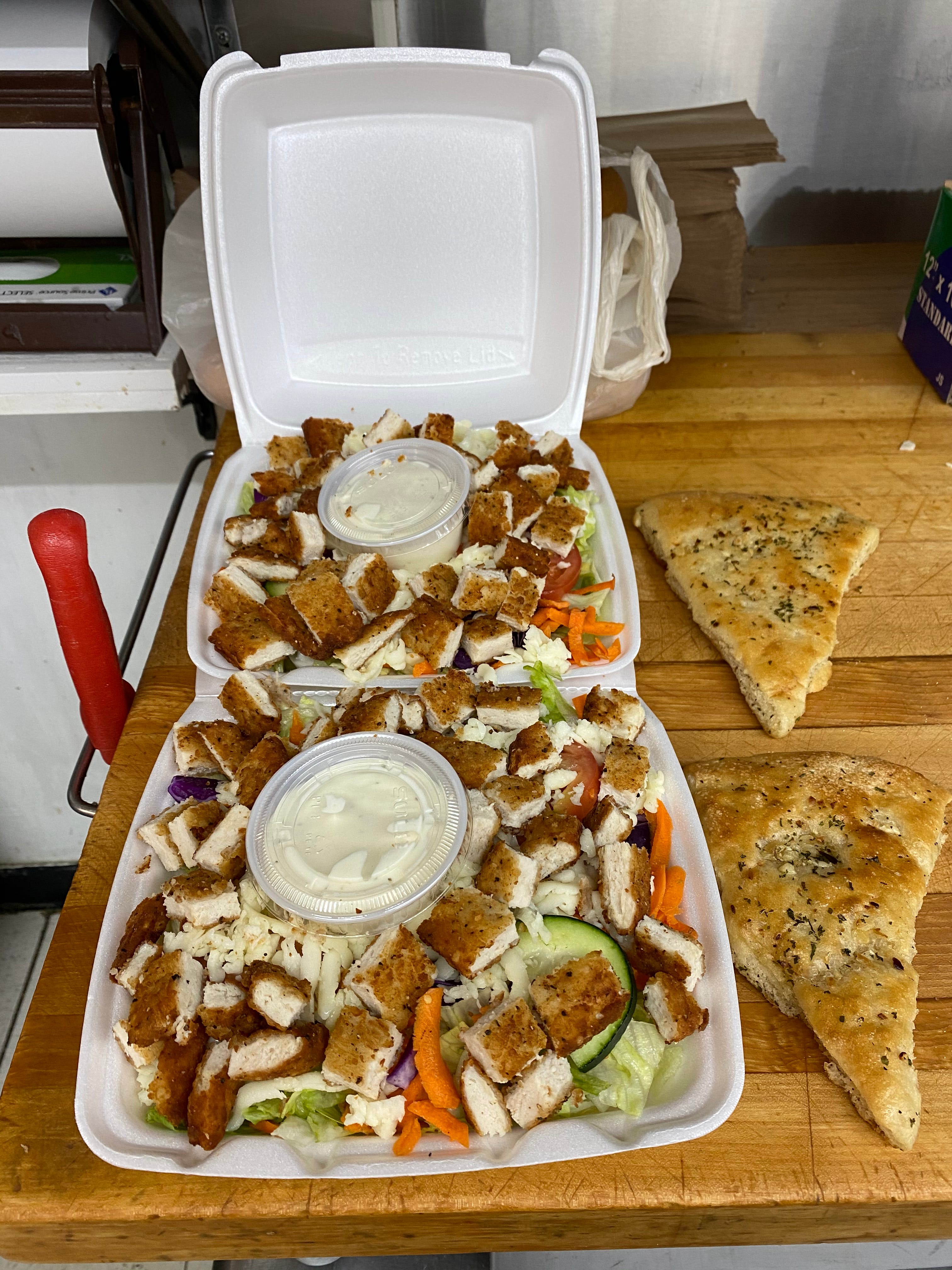 Order Fried Chicken Salad - Salad food online from Andre's Pizza store, Oxford on bringmethat.com