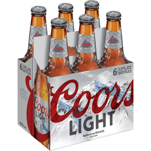 Order Coors Light Beer 4.2% ABV 6 Pack Bottle food online from Mirage Wine & Liquor store, Palm Springs on bringmethat.com