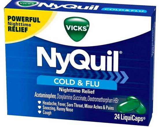 Order NyQuil Cold&Flu 24 ct food online from McLean Ave Pharmacy store, Yonkers on bringmethat.com