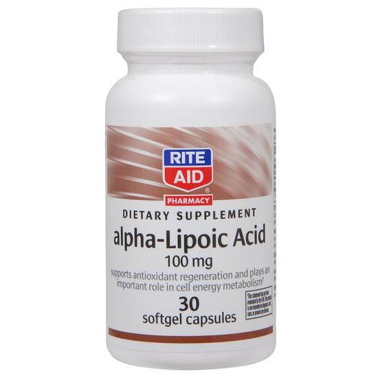 Order Rite Aid Alpha Lipoic Acid Softgel Capsules (30 ct) food online from Rite Aid store, Palm Desert on bringmethat.com