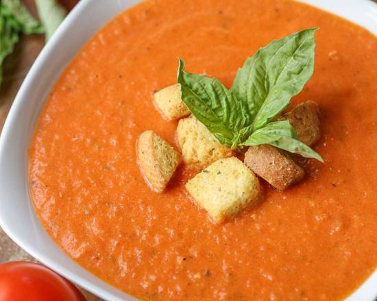 Order CREAMY TOMATO WITH BASIL SOUP (18 OZ) food online from Yum Yum Soup store, Nashville on bringmethat.com
