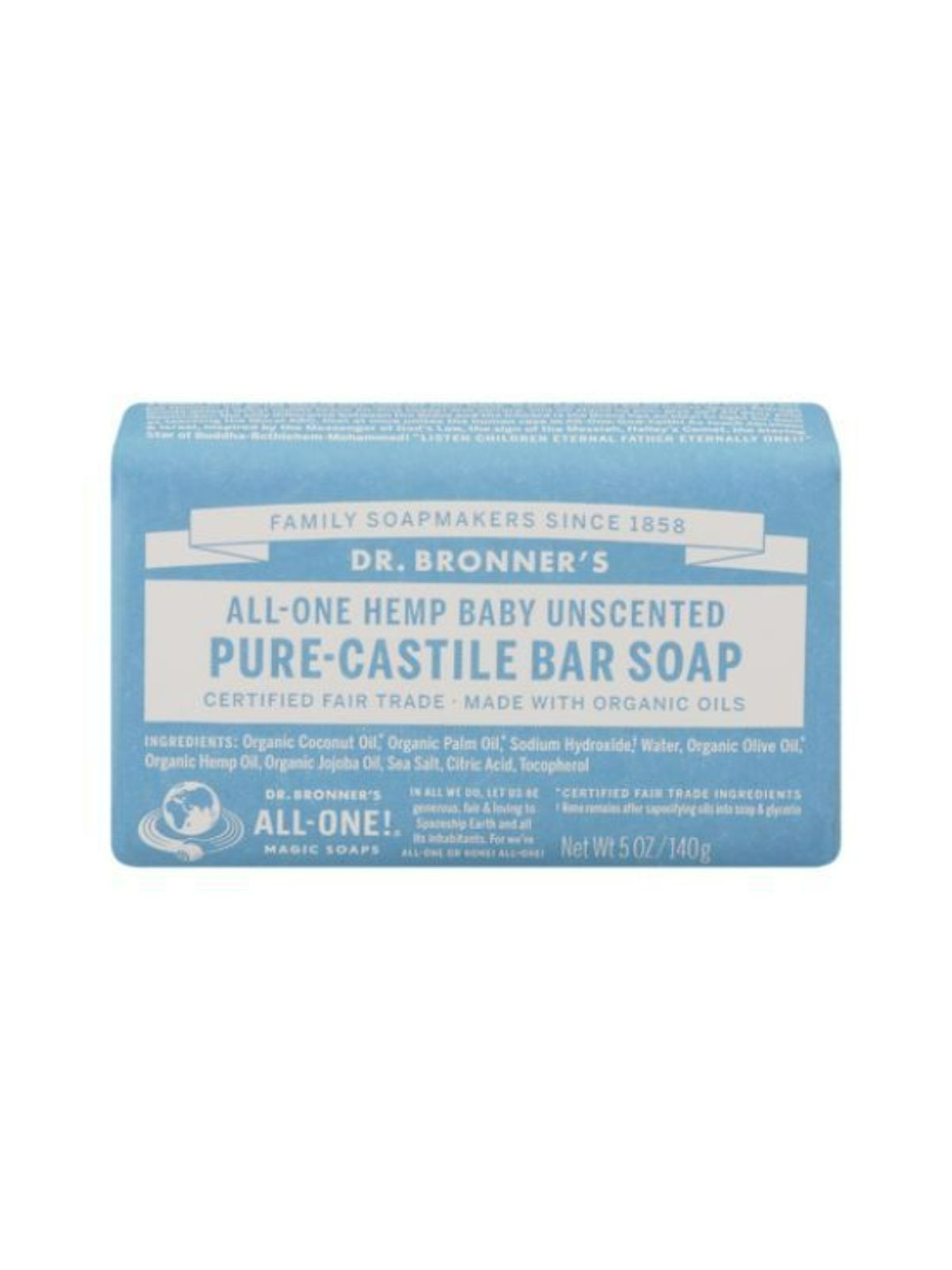 Order Dr. Bronner Baby Unscented Pure Castile Bar Soap (5 oz) food online from Stock-Up Mart store, Minneapolis on bringmethat.com
