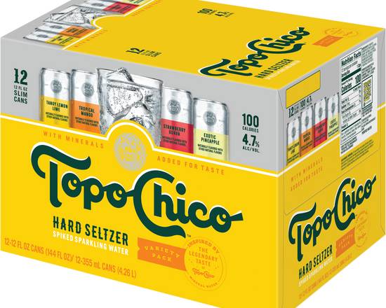Order Topo Chico Hard Seltzer 12 Pack food online from Chevron store, San Bernardino on bringmethat.com