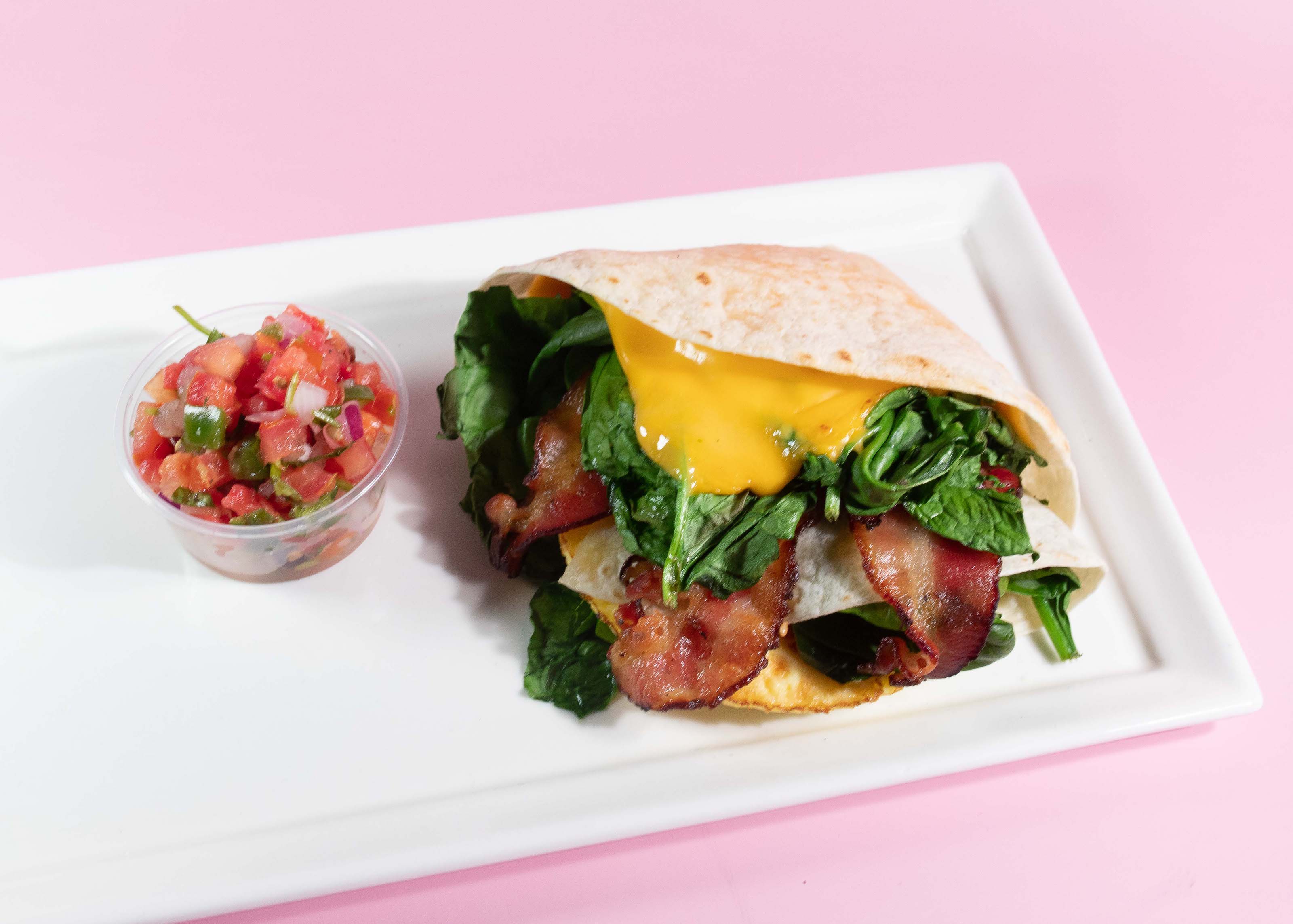 Order Bacon Hand Wrap food online from Blk Dot Coffee store, Laguna Beach on bringmethat.com