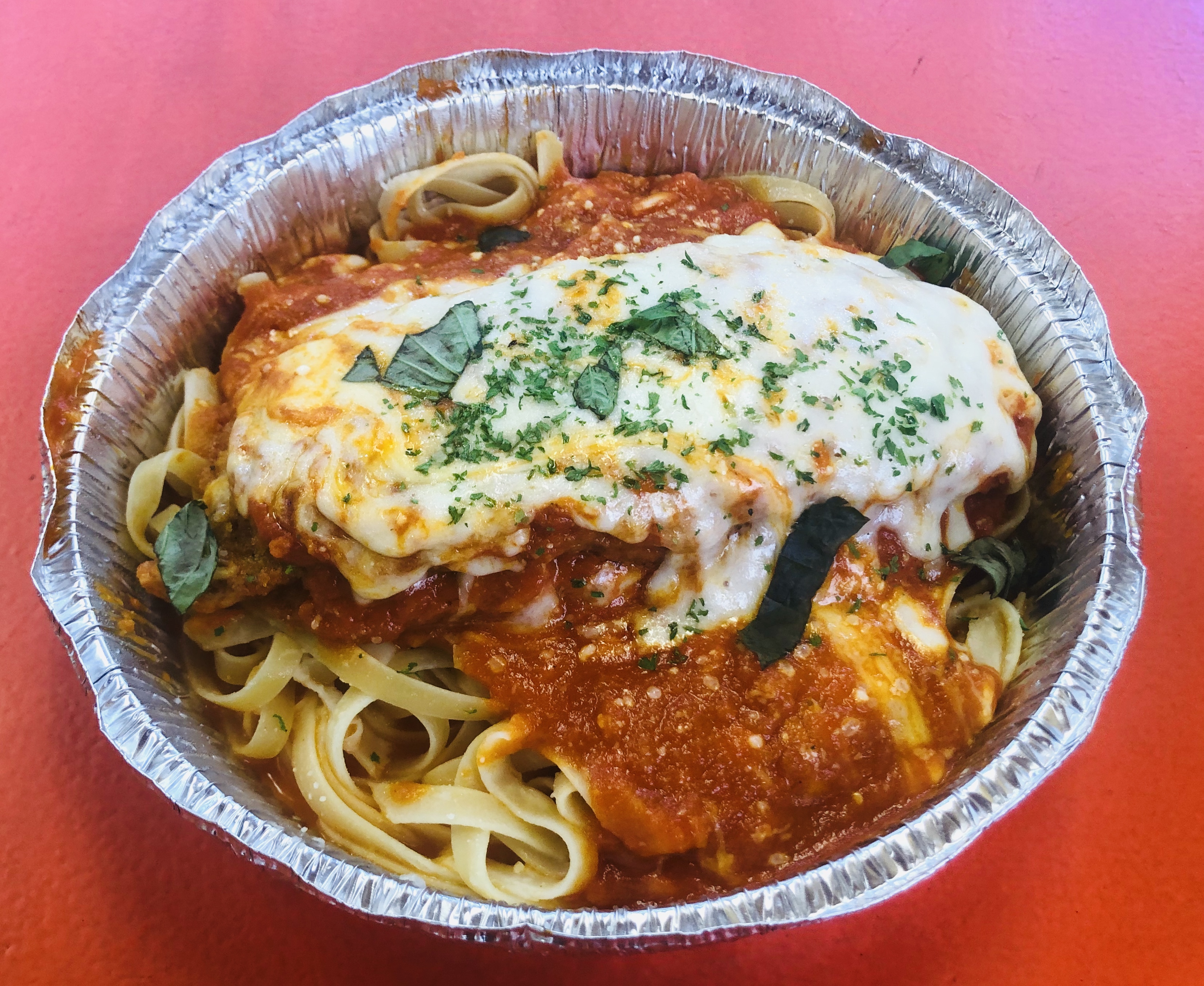 Order Chicken Parmigiana food online from Lenny's Pizza Time store, Farmingdale on bringmethat.com