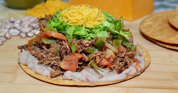 Order Beef Tostada food online from Federico's Mexican Food store, Phoenix on bringmethat.com
