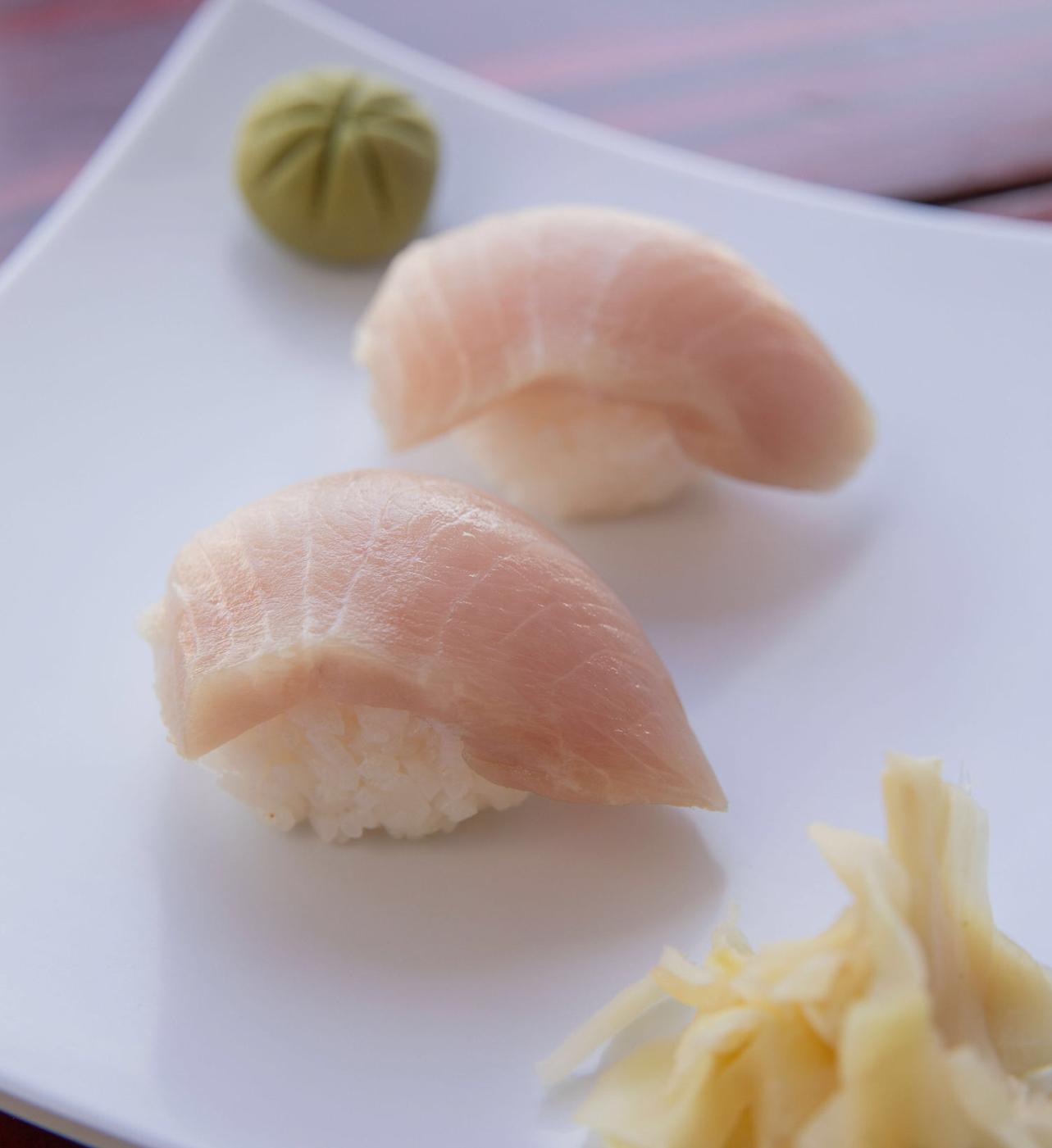 Order 2pc. Yellowtail Nigiri food online from Meshuga 4 Sushi - W. Pico Blvd. store, Los Angeles on bringmethat.com