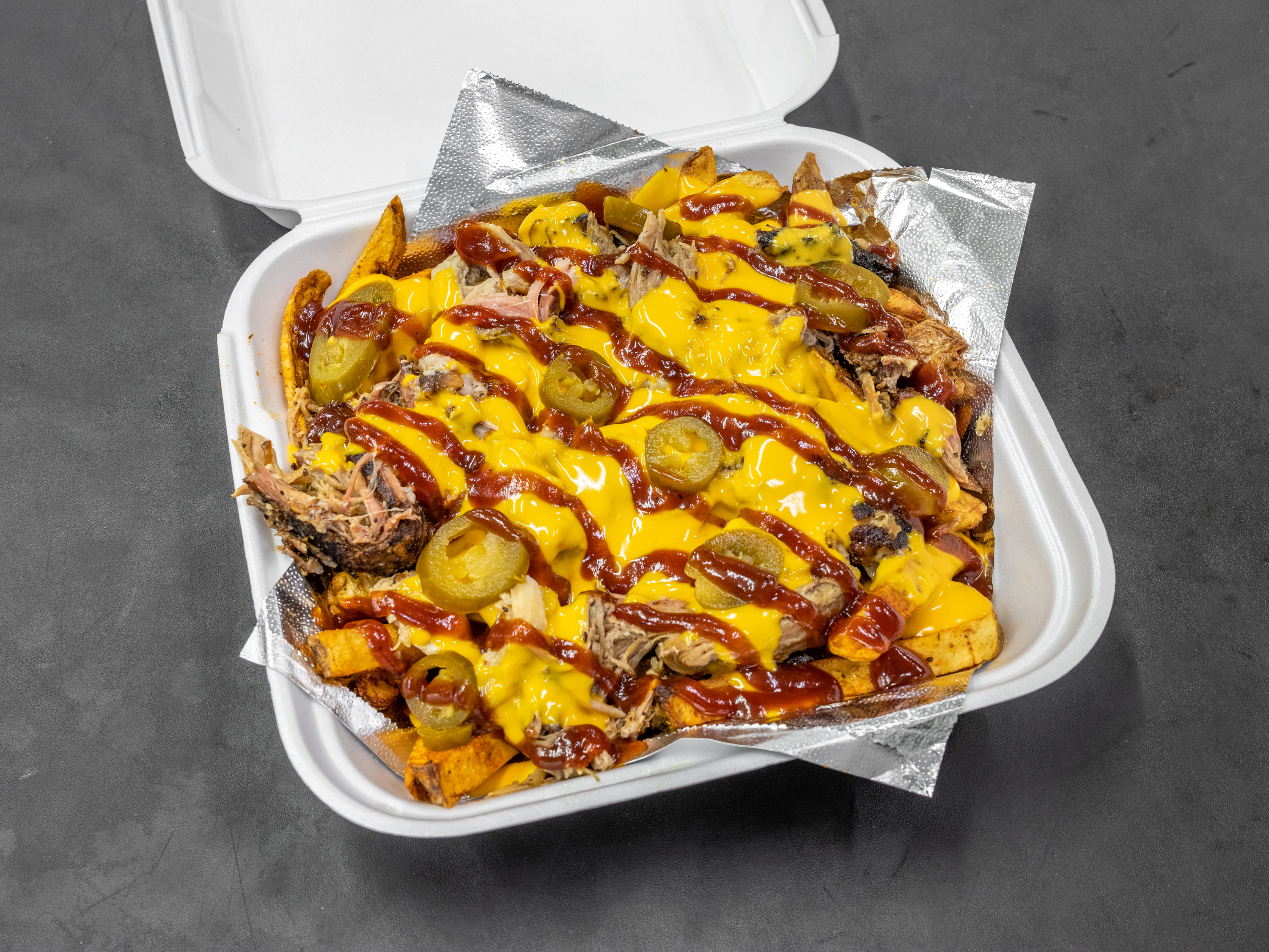 Order Pulled Pork Fries Special  food online from Boss's Slow Smoked BBQ store, Las Vegas on bringmethat.com
