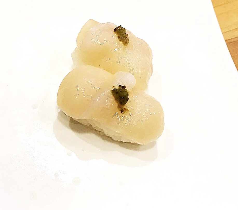 Order Fresh (Hokkaido) Scallop (2pc) food online from Moto Azabu Sushi Bar & Grill store, Marina Del Rey on bringmethat.com