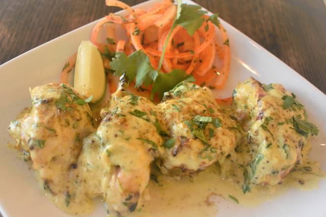 Order Chicken Malai Kabob (4 pcs) food online from Cafe Namasthe store, Lehi on bringmethat.com
