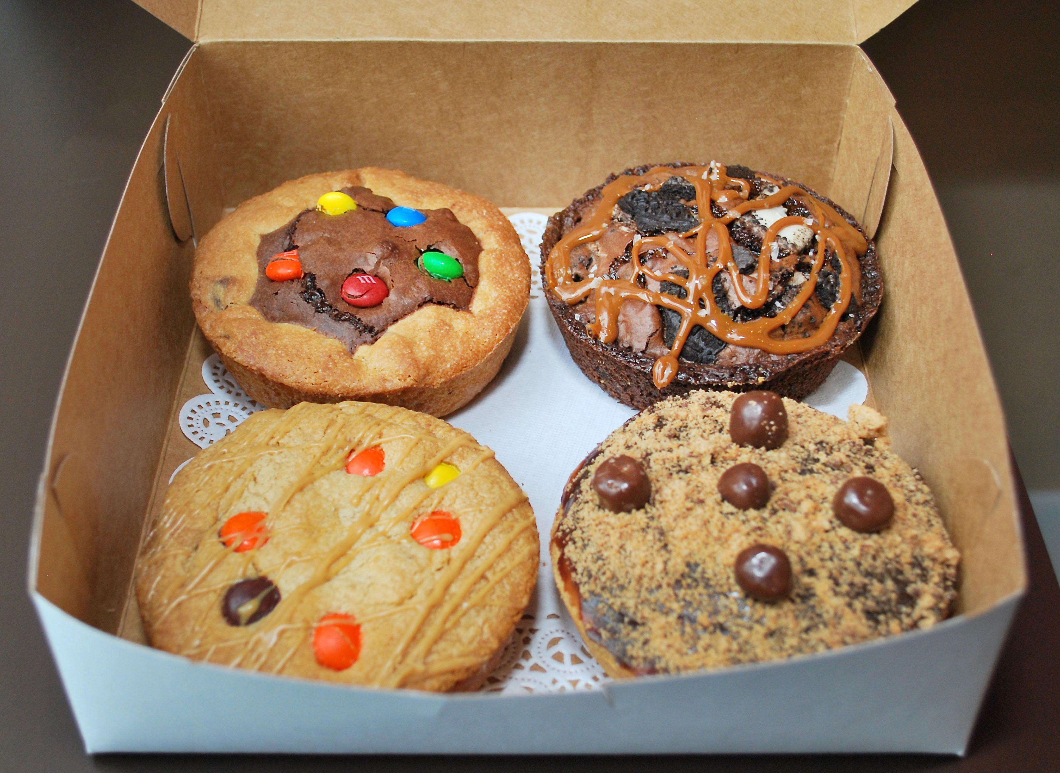 Order Box of 4 Large Deep Dish Cookies food online from Cookie Spin store, Chicago on bringmethat.com