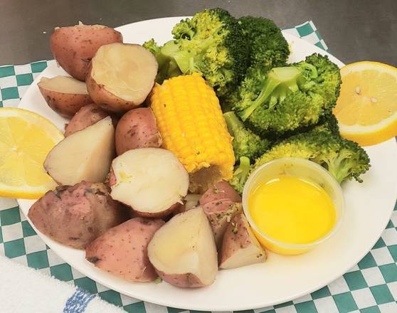 Order Veggie Tray, Corn, Potatoes, and Broccoli food online from Fishermans Island store, Country Club Hills on bringmethat.com