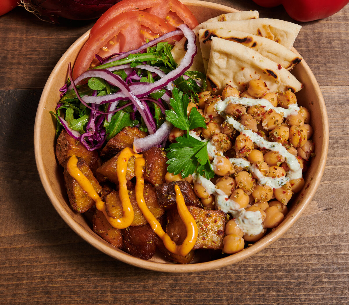 Order Roasted Chickpeas Bowl food online from Jayna Gyro store, Emeryville on bringmethat.com