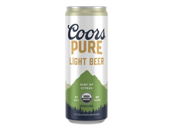 Order Coors Pure Organic Citrus Light Lager Beer - 12x 12oz Cans food online from Roseville Liquors & Wines store, NEWARK on bringmethat.com