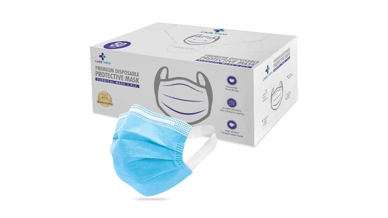Order 3 Ply Disposable Surgical Face Mask Box with FABRIC Earloop food online from Route 7 Food Mart store, Norwalk on bringmethat.com