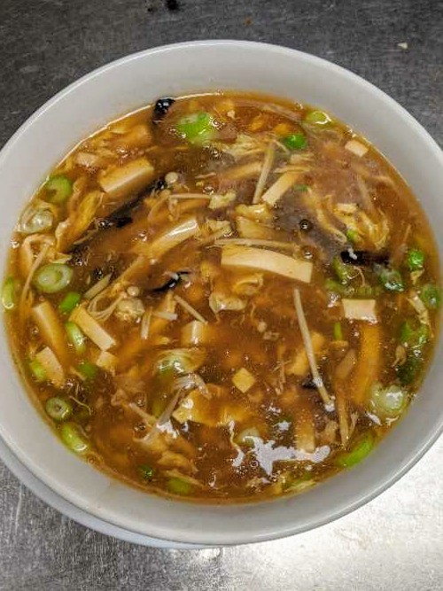 Order 14. Hot and Sour Soup food online from Kirin Chinese Restaurant store, Mountain View on bringmethat.com