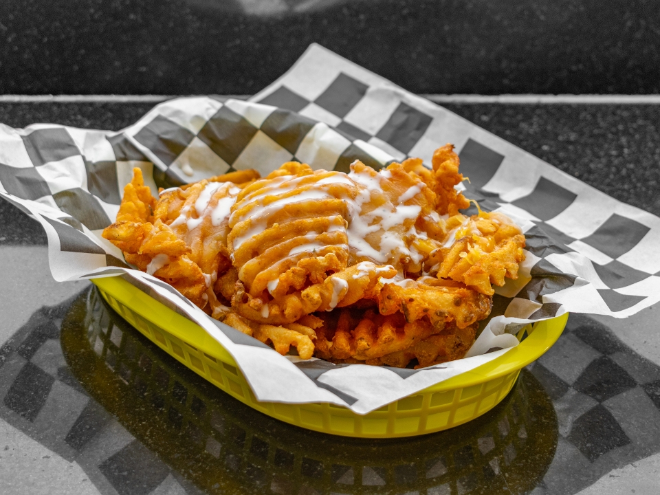 Order Waffle Cheese Fries food online from Cars Sandwiches & Shakes store, Montclair on bringmethat.com