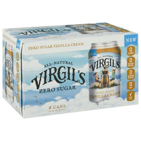 Order Virgils Soda Zero Sugar Vanilla Cream Cans (12 oz x 6 ct) food online from Rite Aid store, Corona Del Mar on bringmethat.com