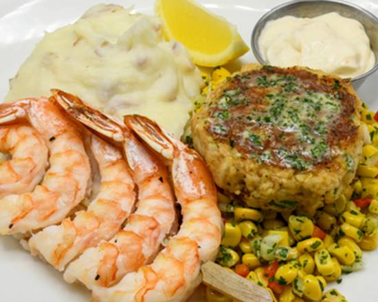 Order Crab Cake + Shrimp food online from Mitchell's Fish Market store, Pittsburgh on bringmethat.com