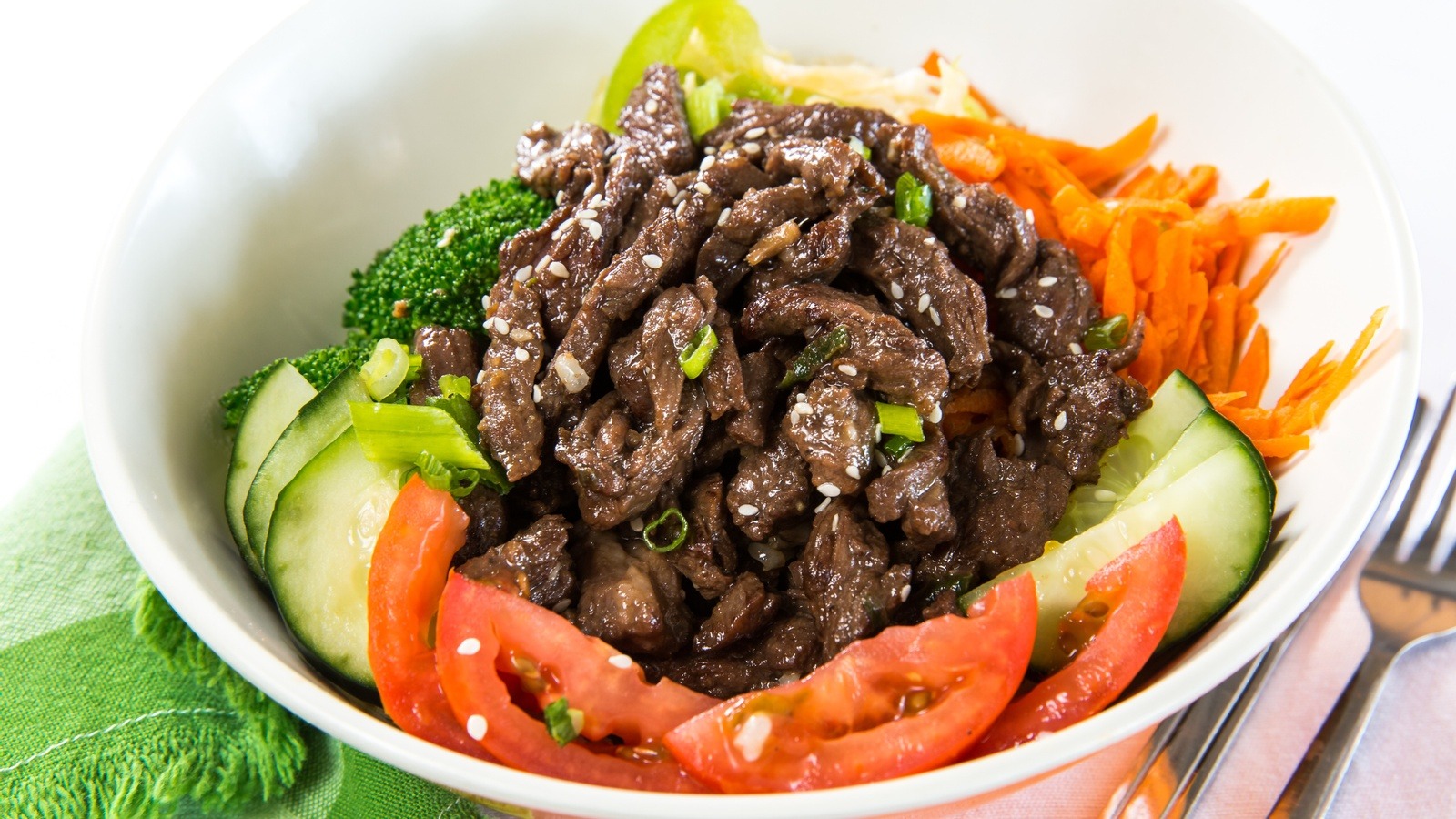 Order Bulgogi Korean Steak Bowl food online from Greens and Proteins store, Las Vegas on bringmethat.com