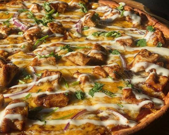 Order BBQ Chicken Flatbread food online from Roc and Olive store, Long Beach on bringmethat.com