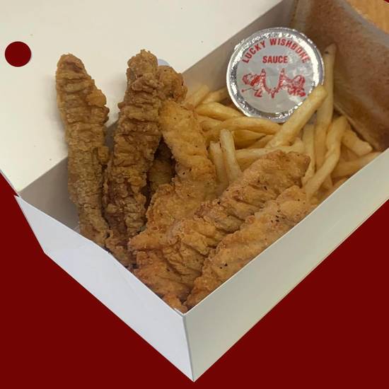 Order 2 Chicken Fingers & 3 Steakfingers Dinner food online from Lucky Wishbone store, Tucson on bringmethat.com