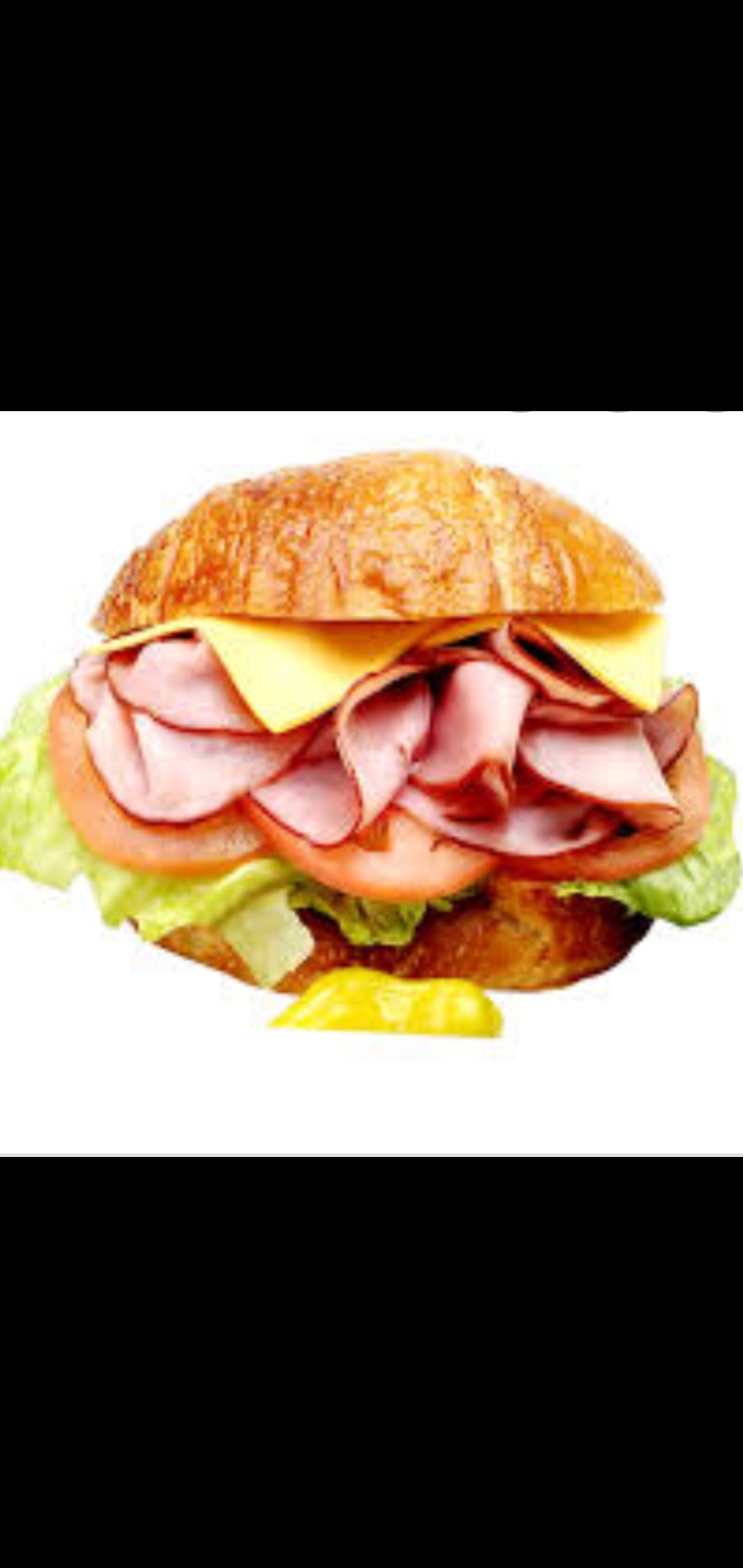 Order Boar's Head Turkey Ham & Cheese With Romaine Lettuce Tomatoes Gourmet Croissant Sandwich  food online from American Gourmet Foods Deli store, New York on bringmethat.com
