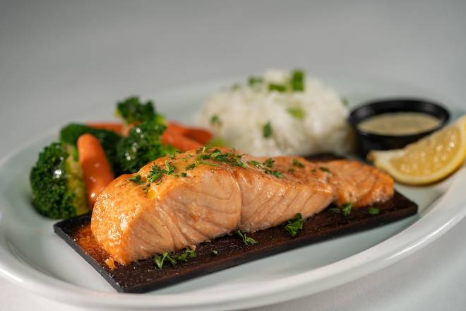 Order GF CEDAR PLANK SALMON† food online from Glory Days Grill store, Providence on bringmethat.com