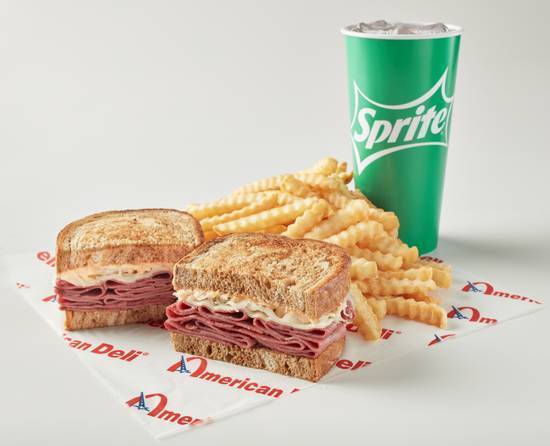 Order Reuben Meal (Fries and Drink) food online from American Deli store, Sylacauga on bringmethat.com