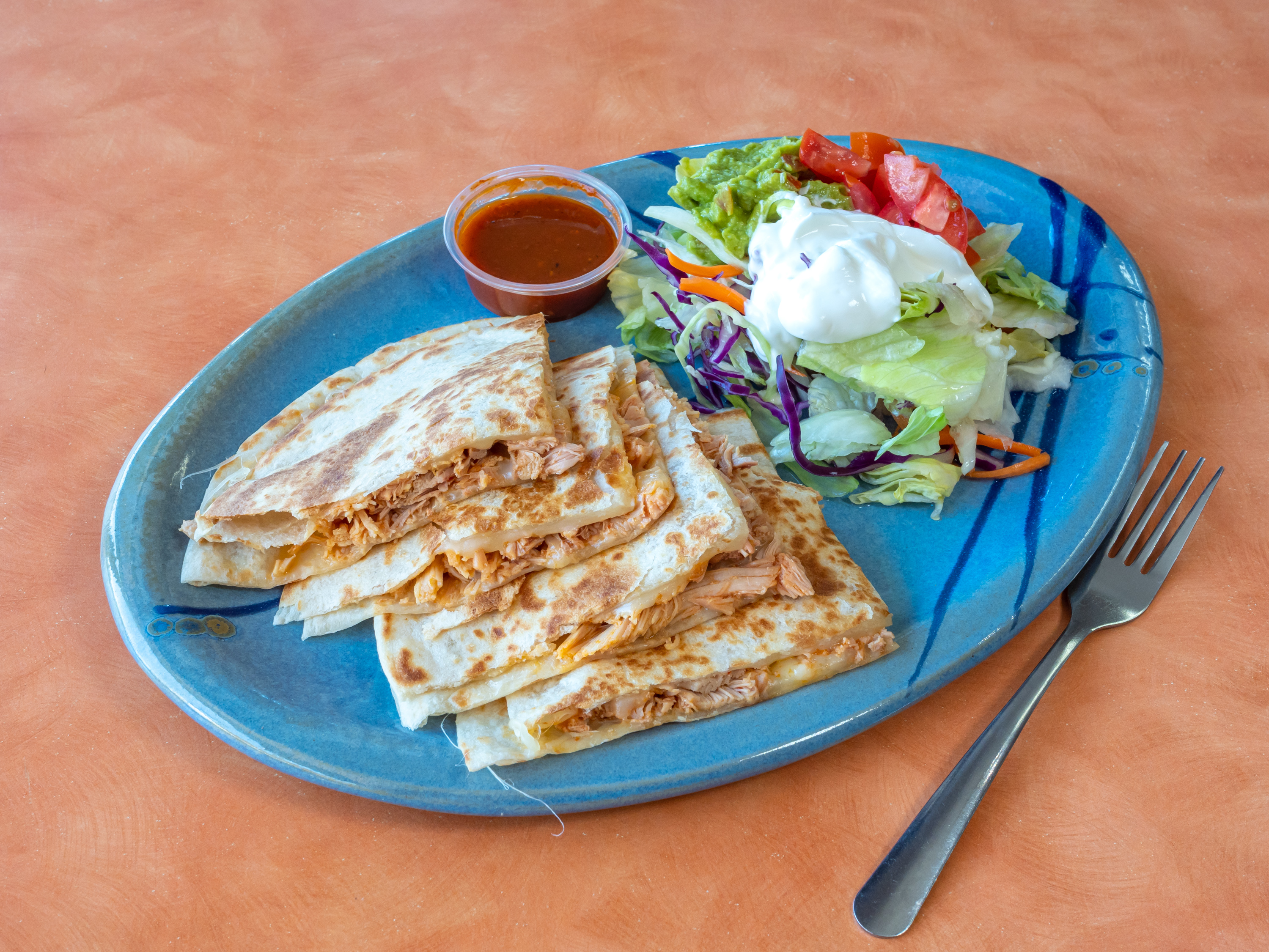 Order Flour Super Quesadilla with Meat food online from Burrito Factory store, San Jose on bringmethat.com