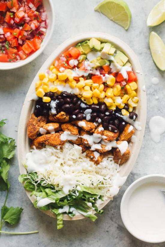 Order Chicken Burrito Bowl food online from Chilaca store, New Orleans on bringmethat.com