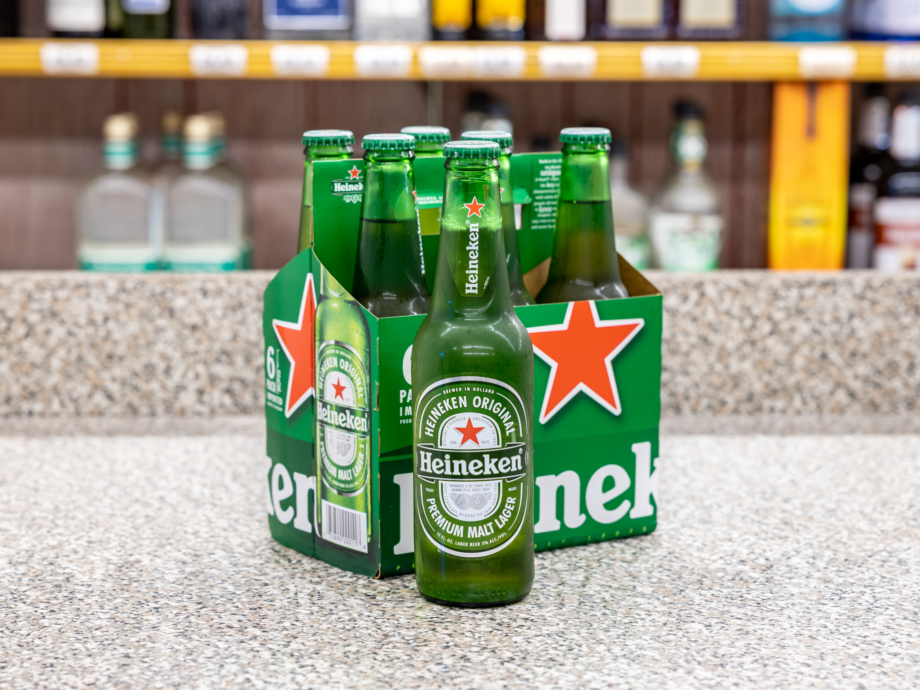 Order Heineken, 6 Pack 12 oz. Bottle Beer 5.0% ABV food online from Liquor Republic store, Cypress on bringmethat.com