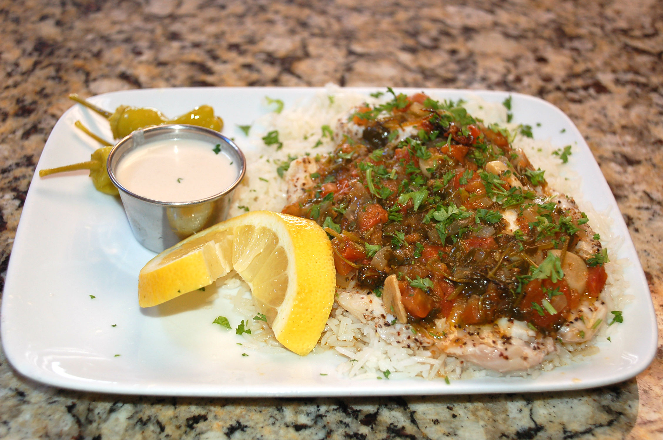 Order Grilled Tilapia food online from Micho'z Fresh Lebanese Grill store, San Diego on bringmethat.com