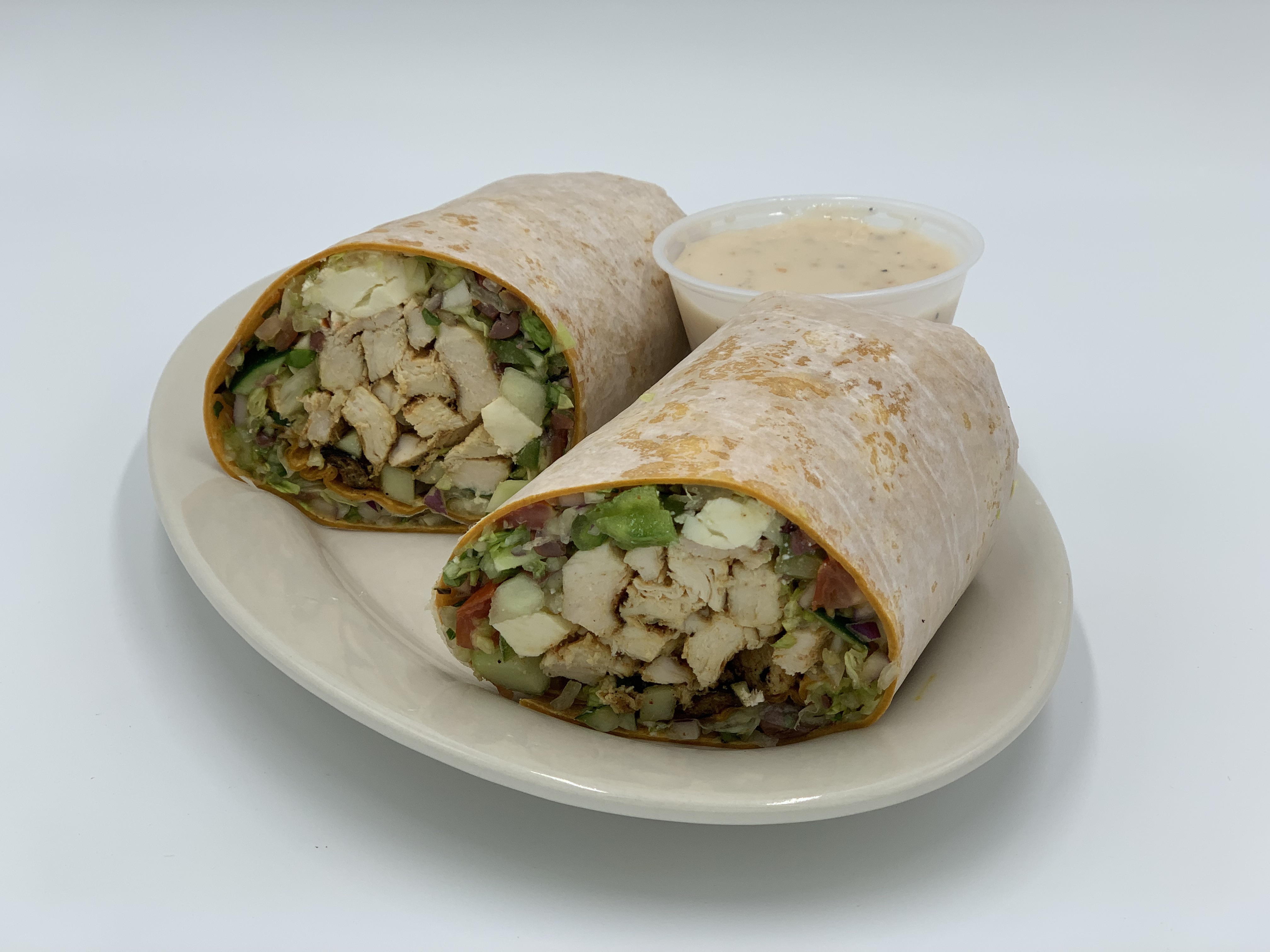 Order Chicken Greek Salad Wrap food online from Mario's Pizzeria of Seaford store, Seaford on bringmethat.com